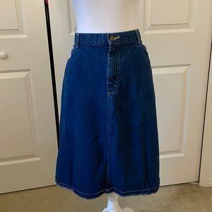 L.L Bean Classic VTG Denim 5 Pocket Skirt Dk Wash